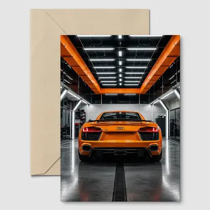 Audi R8 Orange Rear View Garage