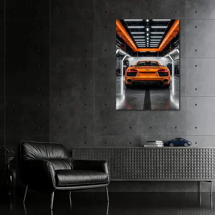 Audi R8 Orange Rear View Garage