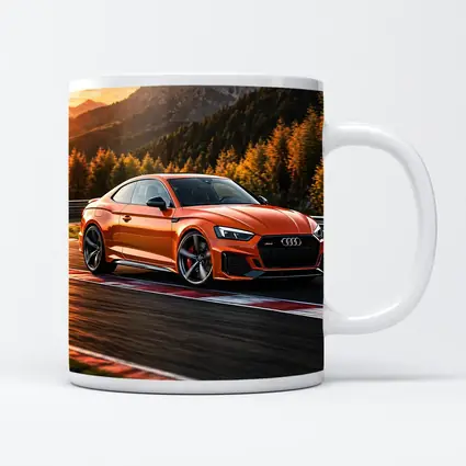 Audi RS5 Orange Coupe on Racing Track