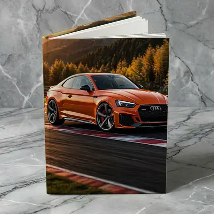 Audi RS5 Orange Coupe on Racing Track