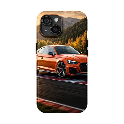 Audi RS5 Orange Coupe on Racing Track