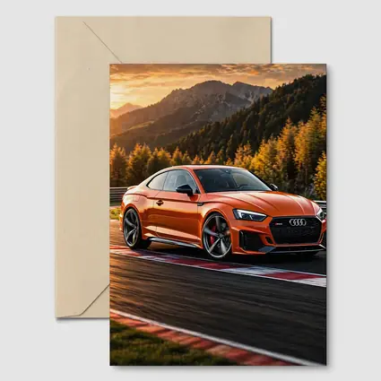 Audi RS5 Orange Coupe on Racing Track