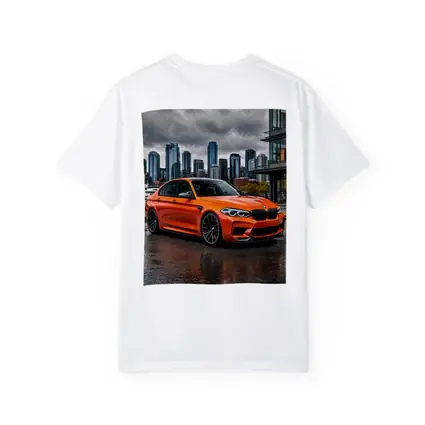 BMW M5 Orange Sedan City Waterfront