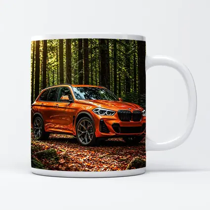 BMW X1 Orange SUV Forest Setting