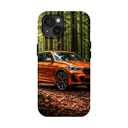 BMW X1 Orange SUV Forest Setting