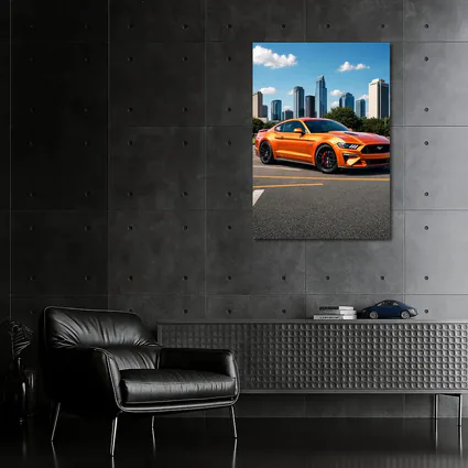 Ford Mustang GT Orange City Skyline