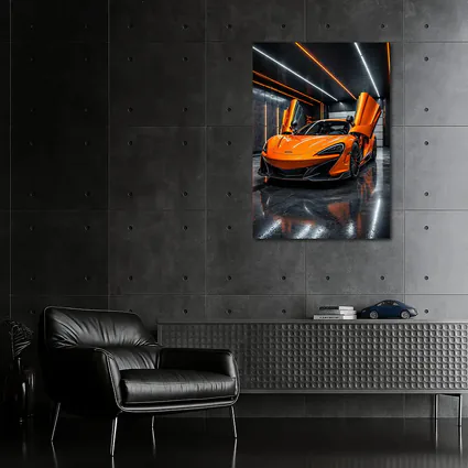 McLaren 600LT Orange Dihedral Doors Garage