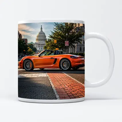 Porsche Boxster Orange Streets Washington DC