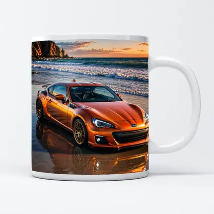 Orange Subaru BRZ Parked on Sunset Beach