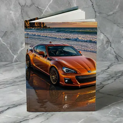 Orange Subaru BRZ Parked on Sunset Beach