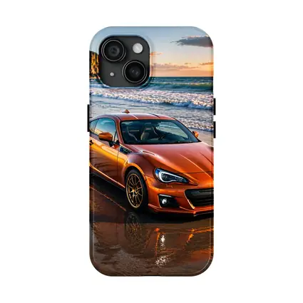 Orange Subaru BRZ Parked on Sunset Beach