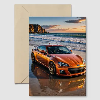 Orange Subaru BRZ Parked on Sunset Beach