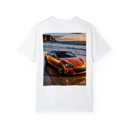Orange Subaru BRZ Parked on Sunset Beach
