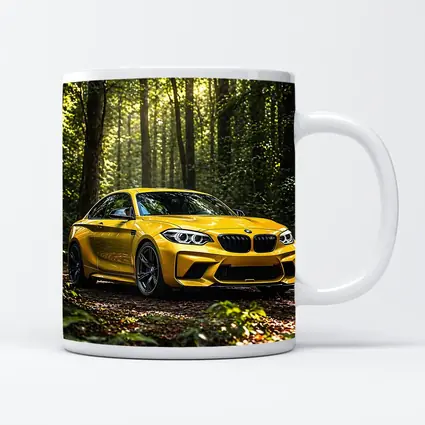 Yellow BMW M2 Parked in Forest
