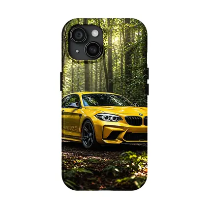 Yellow BMW M2 Parked in Forest