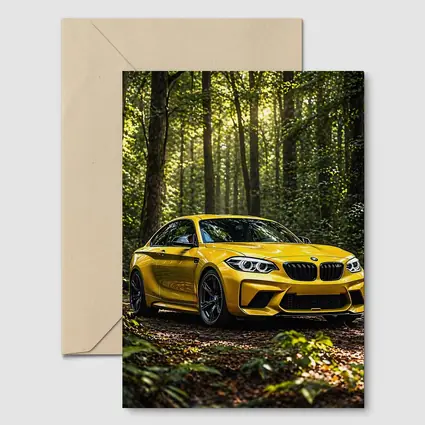 Yellow BMW M2 Parked in Forest