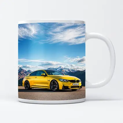 BMW M4 Yellow Coupe Mountain Background