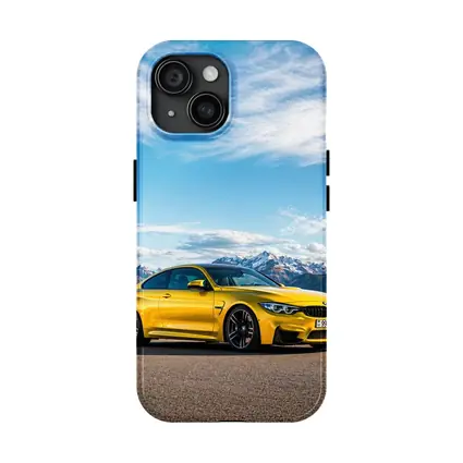 BMW M4 Yellow Coupe Mountain Background