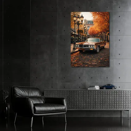 Acura Classic Car Cobblestone Autumn Street