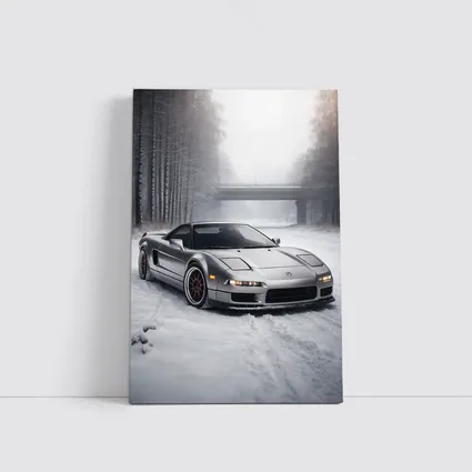 Acura NSX Silver Sports Car Snowy Road