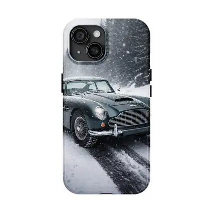 Aston Martin DB5 Classic Car Snowy Road