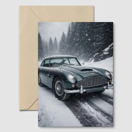 Aston Martin DB5 Classic Car Snowy Road