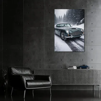 Aston Martin DB5 Classic Car Snowy Road