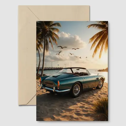 Aston Martin DB5 Classic Car Beach Sunset
