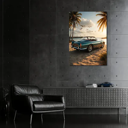 Aston Martin DB5 Classic Car Beach Sunset
