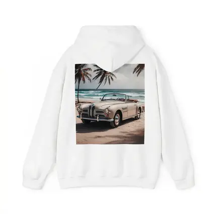Vintage BMW Convertible Parked on Tropical Beach