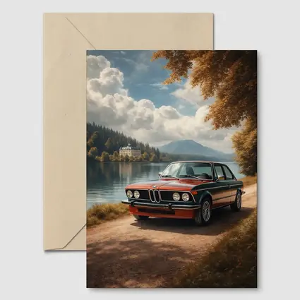 Vintage BMW E21 Parked By Lakeside