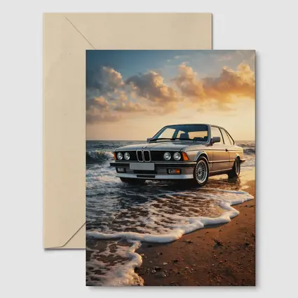 BMW E24 Six Series Beach Sunset