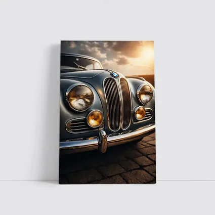 Vintage BMW Classic Car Sunset Sky