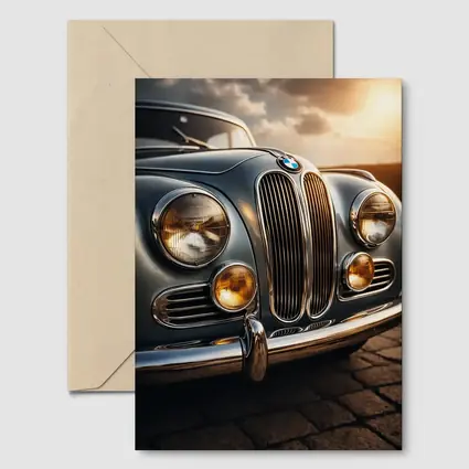 Vintage BMW Classic Car Sunset Sky