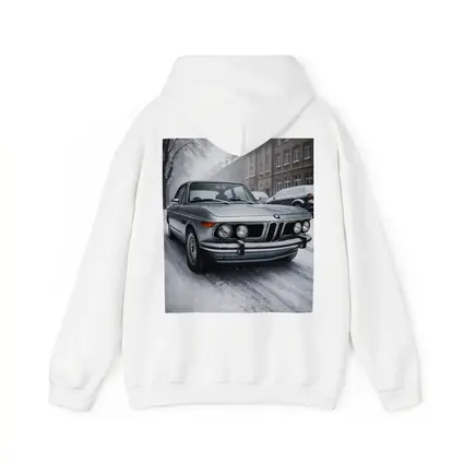Vintage BMW Classic Sedan Snowy City Street