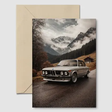 Vintage BMW 2002 Classic Mountain Road