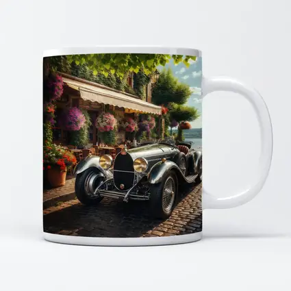 Vintage Bugatti Classic Car Cobblestone Street