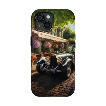 Vintage Bugatti Classic Car Cobblestone Street