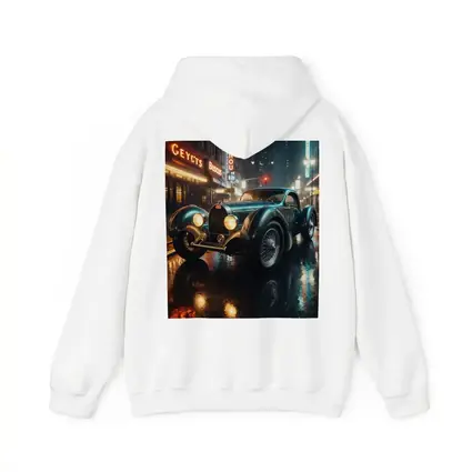 Vintage Bugatti Classic Car Rainy Night City