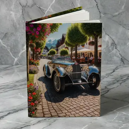 Vintage Bugatti Roadster on Cobblestone European Street