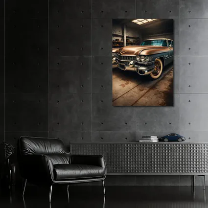 Vintage Cadillac Classic Car in Old Garage