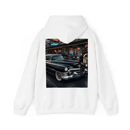Black Cadillac Parked Outside Retro Diner