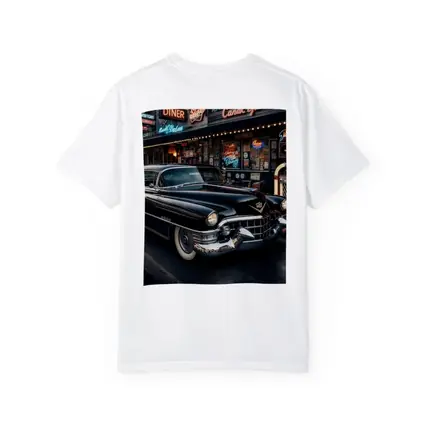 Black Cadillac Parked Outside Retro Diner