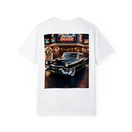 Black Cadillac Parked Outside Retro Diner