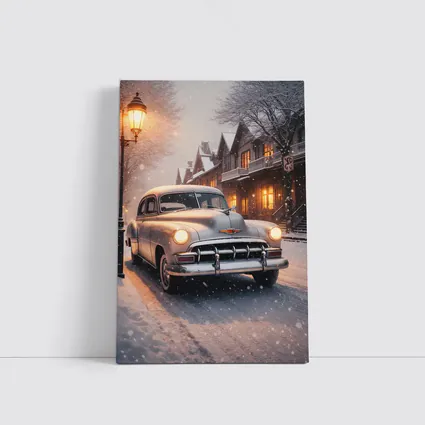 Vintage Chevrolet Classic Car Snowy Street