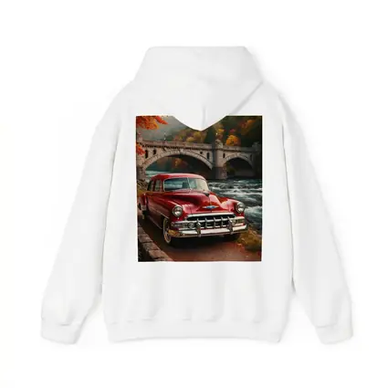 Vintage Chevrolet Red Classic Car Stone Bridge