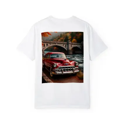 Vintage Chevrolet Red Classic Car Stone Bridge