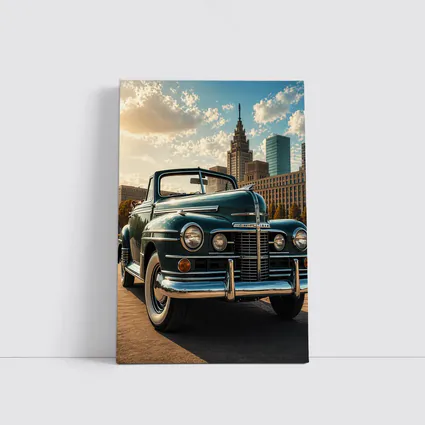Vintage Chrysler Classic Car City Skyline