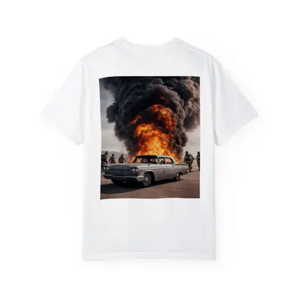 Vintage Chrysler Car Explosion Desert Scene