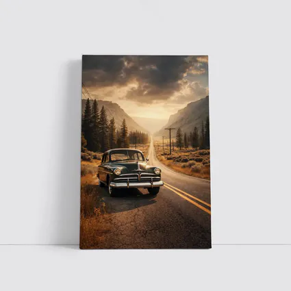 Vintage Dodge Classic Car Mountain Road